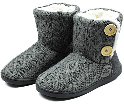 ONCAI Pantofole Da Donna Calde Pantofole In Tessuto a Maglia Comode Pantofole Antiscivolo Fashion Grigio 40/41 EU