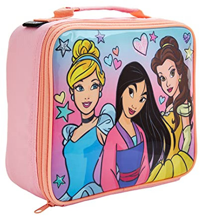 Polar Gear Disney Princess Insulated Reusable Kids Lunch Bag in Pink with Handle – Official Merchandise 600D Polyester Food Cooler – Thermal Tote for School Nursery Snacks Picnic