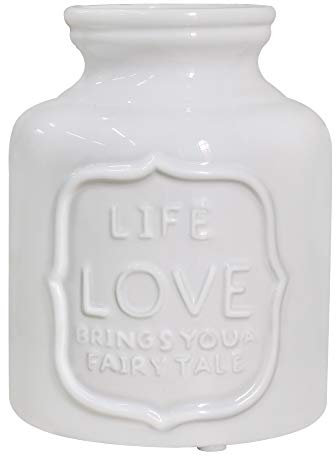 Fovasen Farmhouse French Style Country Vase Antique White Ceramic Vase Milk Can for Flower, LOVE Vase Decorative Floral Vase Jug Vases for Home Decor Living Room Centerpieces, White