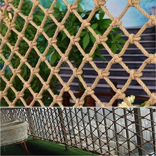 Hanfseilnetz Balkonschutznetz, Dekoratives Jute-Hanf-Netz, Absturzsicherung Sicherheitsnetz Dekorative Trennwand Netz Vogel Hanfseil-Klettertreppe Handlaufnetze (6 Mm Seil 10 Cm Loch) Gartenzaun Dekor
