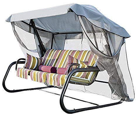 PATIO Hollywoodschaukel 4 Sitzer mit Liegefunktion 179 cm Venezia mit Auflagen Sonnendach Moskitonetz Sitzpolster bunt Streifen
