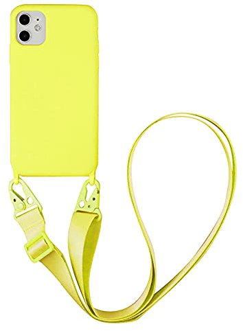 Emlivi Handykette Hülle kompatibel mit iPhone 11 Necklace Hülle mit Kordel Handyhülle Nylon Schultergurt zum Umhängen Silikon TPU Schutzhülle mit Stylische Band kompatibel mit iPhone 11, Gelb