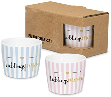 ReWu Eierbecher 2er-Set Lieblingseltern, Lieblingsmami und Lieblingspapi aus Porzellan