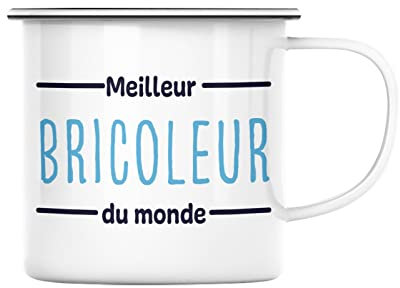 Fabulous Mug en Métal Emaillé Texte Personnalisable Meilleur du Monde Style Francais Typographie Cadeau Anniversaire Sport Passion