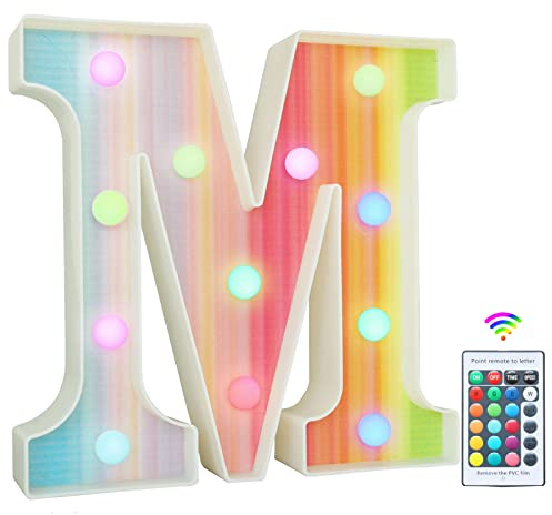 Regenbogen-Buchstaben, bunte LED-Buchstabenlichter, 16 Farbwechsel, Alphabet-Schild, Geschenke für Mädchen und Frauen, Party, Geburtstag, Dekoration, Fernbedienung, Nachtlicht, Weihnachten