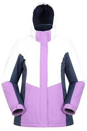 Mountain Warehouse Moon Damen-Skijacke - Schneedicht, Mikrofaser-Isolierung, winddichte Winterjacke, warm, verstellbare Kapuze - Ski-Bekleidung für den Snowboard-Urlaub Hell-Lila Damengröße EU 34