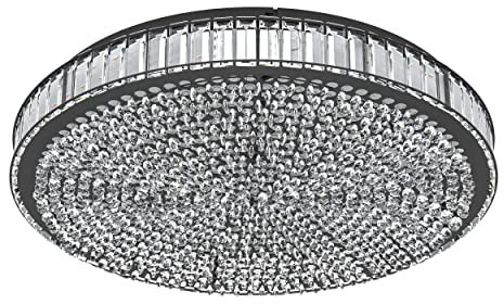 EGLO LED Deckenleuchte Balparda, dimmbare Kristall Deckenlampe, edle Wohnzimmerlampe aus schwarzem Metall und Glas-Kristallen, Deckenbeleuchtung neutralweiß, Ø 60 cm