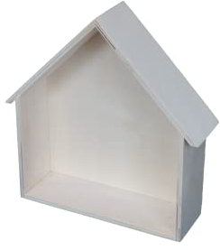 GRECA Estantería de Madera. En Forma de Casa. Medidas: 23 * 6 * 23 cms. Madera Natural.