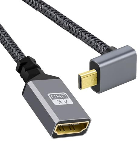 xiwai 4K Micro HDMI 1.4 Mann 90 Grad nach Oben gewinkelt zu HDMI weibliches Verlängerungskabel für DV MP4 Kamera DC Laptop