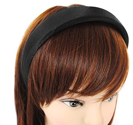 axy Haarreif mit Stoff gepolstertes Candy Colours und Satin Bezogen - Wunderschön Damen Stirnband Haarschmuck Haarreifen HRK7A (Schwarz)