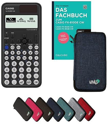 Casio fx-810DE CW inkl. Schutztasche Blau & Fachbuch (96 Seiten, DIN A5) – Wissenschaftlicher Rechner – Smart Set