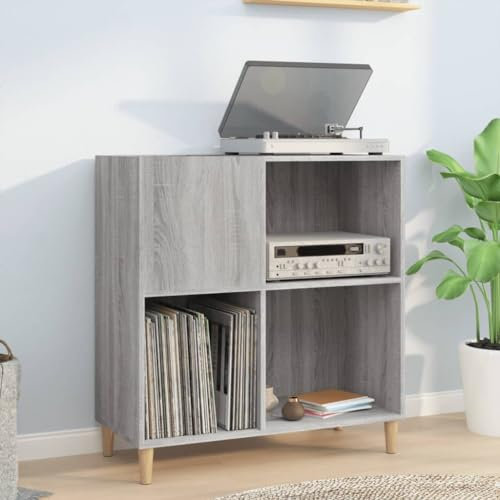 Festnight Porta Dischi Vinile, Armadietto Porta CD, Libreria per Soggiorno, Mobile da Ingresso, in Legno Multistrato Grigio Sonoma 84,5x38x89 cm