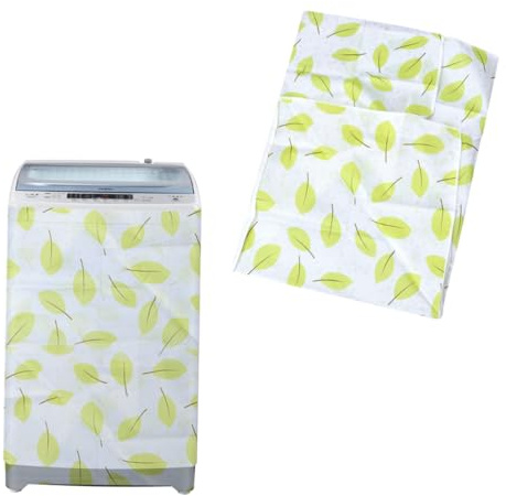 Waschmaschinenabdeckung aus Polyester Satin 54x54x82cm | Schutzhülle für Haushaltsgeräte, Schützt vor Staub und Sonne, Blattmuster