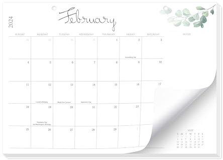 KMQOY Kalender 2024–2024, Wandkalender Januar bis Dezember, 12-Monats-Schreibtischkalender, 36,8 x 25,4 cm, großer Wochenplaner, Monatsplaner, Schreibtischkalender mit Notizen