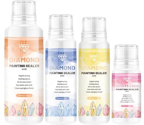 Starnearby Diamond Painting Versiegelung 4 Flaschen, Transparente Versiegelung für 5D Diamond Painting und Puzzle, Diamond Painting Zubehör für glitzernde Bilder & Versiegelung von Diamanten