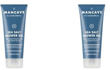 ManCave Sea Salt Shower Gel 200ml for Men, Refreshing Coastal Aroma, Natural Formulation, Sulphate and Paraben Free, Vegan Friendly, Shower Gel for men (Pack of 2)