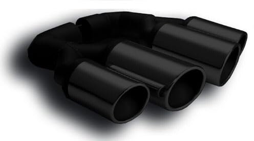 Carbon Endrohr Auspuffblende 100mm rund schwarz Edelstahl für 50mm Anschluss