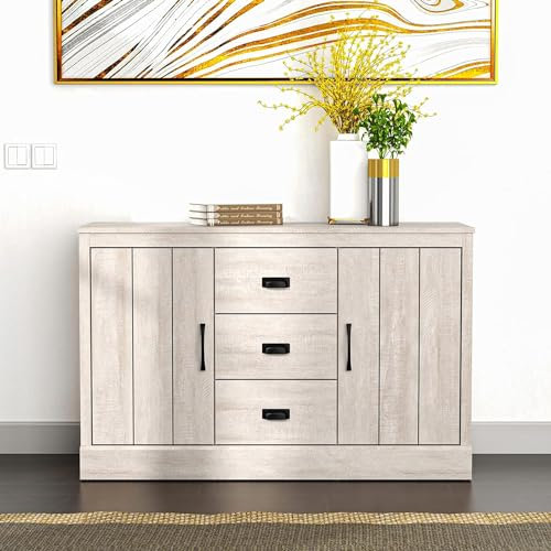 Galano Bruno Sideboard mit 2 Türen und 3 Schubladen - Buffetschrank für Wohnzimmer - 40.8 x 113 x 72.6 cm - Staubige Graue Eiche
