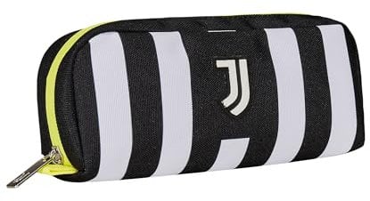 Seven Portapenne Scuola - F.C. JUVENTUS Calcio - WIN IS THE RULE, Nero Bianco - Astuccio Scuola Bambino - Apertura con Zip