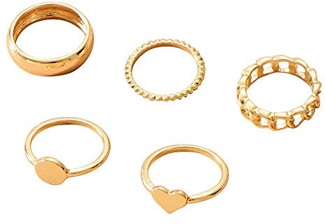 YWJewly Ring Schmuck Amerikanischer Set mit europäischen Ringen in vergoldetem Wind Rotes Band Für Ringe (gold-6, One Size)