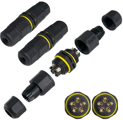 Duttek Junction Box Connector IP68 Waterproof Power Cable Junction Box 5pin M20, Ø3mm 4.5-10mm Wire Range (AC 5V-400V, 24A), for Outdoor Underground Cable, LED Street Landscape Lights 2Pack