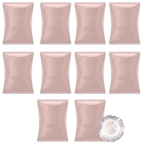 10 gorros de ducha desechables envueltos individualmente, de plástico, impermeables, elásticos, para el cabello, perfectos para tratamiento capilar, salón, spa, hotel, viajes