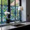 funlife Original Hand Drawn Stained Glass Window Film Privacy Patterned, Sapphire Desert Calm 58X300CM