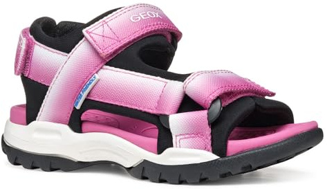 Geox J Borealis Girl A Sandal, Fuchsia/Black, 35 EU