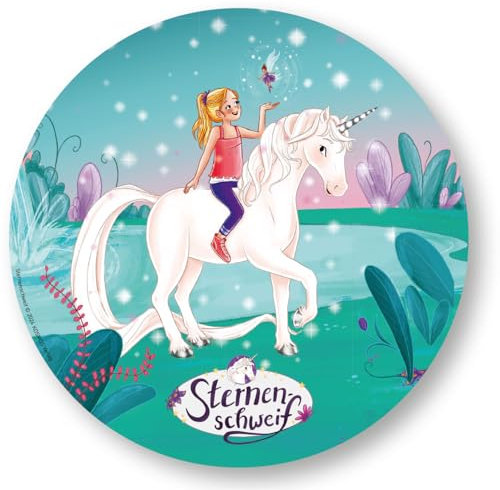 Tortenaufleger * STERNENSCHWEIF * aus Esspapier als Kuchen- und Tortendeko | Ø20cm, Deko für Kindergeburtstag und Kinderparty | Einhorn Mädchen Pferde