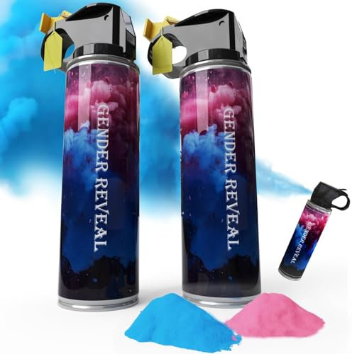 200g Gender Reveal Konfetti Kanone Poppers, 100% Biologisch Abbaubare Babyparty Sicher Pulverrauch,Partyzubehör für Jungen Mädchen ((100 g pro Flasche, 1 Blau und 1 Pink)