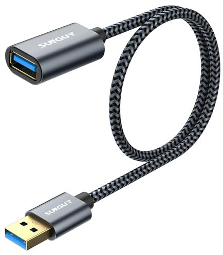 SUNGUY USB Verlängerung, 5Stück 0.5M 5Gbps USB 3.0 Verlängerungs Kabel, USB A Stecker auf A Buchse Verlängerung für Kartenlesegerät,Tastatur, Drucker, Scanner, Kamera usw - Grau