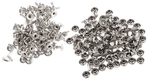 100 remaches rápidos de una sola tapa para reparación de cuero, 6 x 4 mm, 6 x 5 mm, color plateado