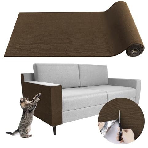 Alfombra rascador para Gatos Adhesivo Alfombra para Gatos tapete rascador para Gatos Protector Sofa Gatos arañazo rascador Gatos Pared (Marrón, 40×300cm)