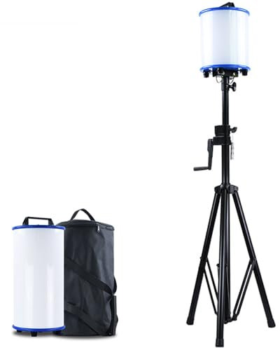 Luz LED for obra de 220 W, luz LED impermeable for tareas con trípode telescópico ajustable, foco reflector portátil,iluminación de 360° for obras de construcción al aire libre, almacenes,contenedores