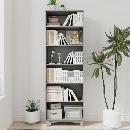 URBNLIVING 5/6 Tier Wooden Shelf Bookcase Shelving Unit for Storage and Display, Ideal for Home or Office Organization, Stylish & Durable Wooden Stand with Multiple Shelves for Books, Décor