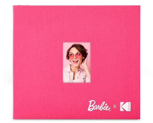 Barbie x Kodak Album Fotografico Scrapbook Rosa 8x8” Rivestito in Tessuto con Finestra Anteriore per Foto