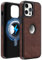 MOBESV Cover in Pelle con Vista del Logo per iPhone 12 PRO Max 6,7 Pollici, Custodia Magnetica Compatibile con MagSafe, Cover Sottile Classica ed Elegante, Marrone Scuro
