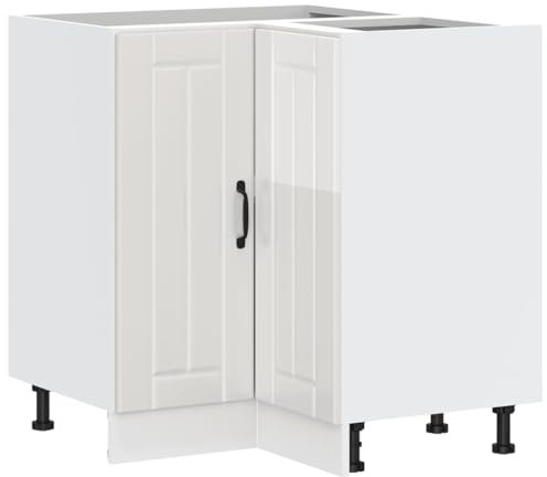 vidaXL Küchen-Eckunterschrank Lucca Hochglanz-Weiß Holzwerkstoff, Eckunterschrank, Küchenschrank, Küchen-Eckunterschrank, Eckunterschrank für Küche
