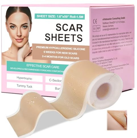 Grunda Silikon Narbenpflaster Rolle, 4cmx150cm wiederverwendbar Silikonpflaster für Narben, Silicone Scar Sheets, Narbenroller Narbenpflege für C-Sektion, Operationen, Verbrennungen, Keloid, Akne