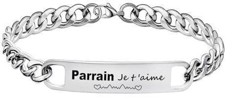 LUODAN Cadeau Parrain Bracelet,Cadeau Fête des Pères,Bracelet Homme Personnalisé,Cadeau Unique pour Homme Cadeau Noel Homme Cadeaux d'anniversaire(parrain)