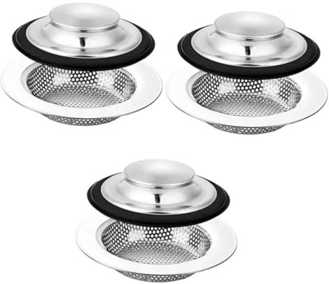 Gadpiparty 3 Juegos Filtro De Fregadero Cesta De Drenaje De Cocina Enchufes De Fregadero Neto Encimera Fregadero De La Cocina Tapa De Desagüe Coladores Lavavajillas Silver Acero Inoxidable