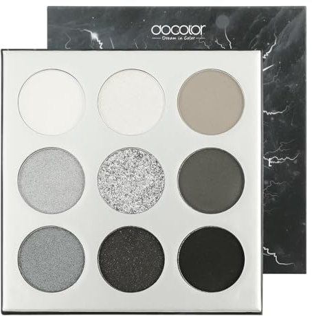 Docolor 9 Farben schwarze Lidschatten-Palette Schatten-Palette hochpigmentierte matte schimmernde Naure Smokey Glitter Creme buntes Puder wasserfeste Make-up-Palette