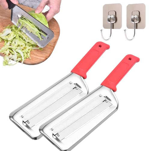 Stainless Steel Shredder Knife, Multifunctional Cabbage Shredder & Slicer with Hook | 2-in-1 Julienne Grater for Sauerkraut, Coleslaw, Carrots | Energy-Saving Kitchen Tool (2PCS-A)