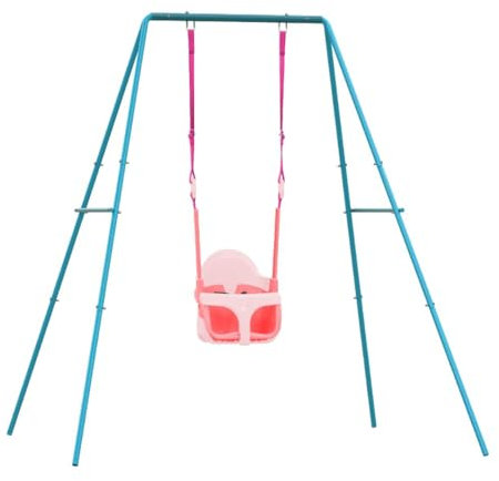 TP Toys Small To Tall 2 In 1 Metal Swing Set with Pink Quadpod 4 in 1 swing seat, Adjustable Metal Swing Stand With Swings