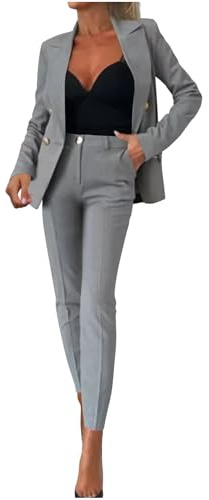 Tailleur Donna Eleganti in 2 Pezzi Pantaloni e Giacca da Cerimonia Curvy Blazer Offerte Lampo Blazer a Maniche Lunghe Tuta Elastici in Vita Set di Abiti in Tinta Unita Pantalone Giacche Due Pezzi Suit