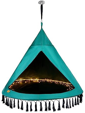 CCLIFE Nestschaukel mit Zelt Ø 120 cm Schaukel Indoor & Outdoor Hängehöhle Hängezelt für Kinder & Erwachsene Max.120kg in Grün