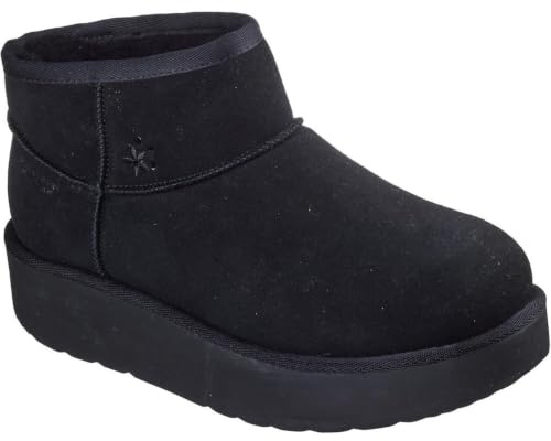 Skechers Donna Keep Cozy Stivali, Black Suede/Faux Fur, 36 EU