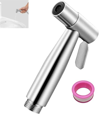 Zpeiran 304 Stainless Bidet Sprayer, Handheld Bidet Spray Head for Toilet, Supercharge Toilet Jet Wash Spray Gun for Shower Bathroom Douche Shattaf Hygiene Toilet