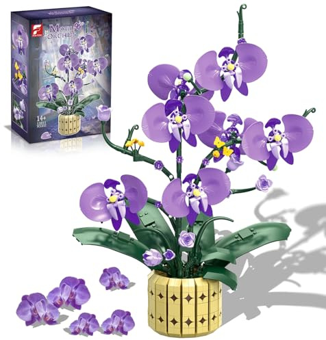 PENGBU RC Blocchi di blocco per piante orchidee fiori bonsai, set da costruzione, decorazione botanical, regalo per ragazze e adulti (832 pezzi)