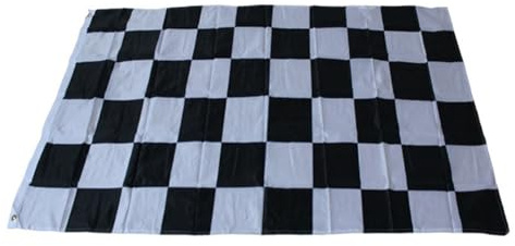 Helilyco Drapeau à carreaux noir et blanc de 0,9 x 1,5 m, pour événements de course, en polyester pour voiture de course, bannière avec œillets métalliques, 90 x 150 cm